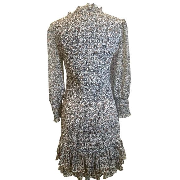 VERONICA BEARD MINI DRESS FARHA SMOCKED FLORAL Sz 6 RUFFLED HEM COTTAGE CORE - Picture 16 of 16